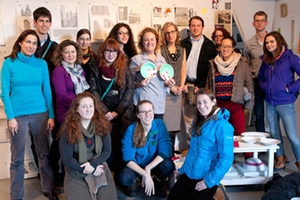 Students and faculty in Julia Jacquette's LES studio