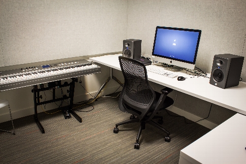 one of four AV editing rooms