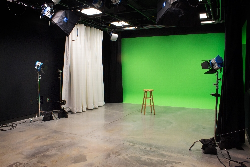 A video production room, with lighting grid