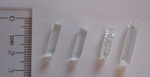 Monoliths produced by the sol-gel method of silica-zirconia binary glasses (7.5–20% Zr) annealed to 1000 °C.